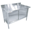 Omcan - Stainless Steel Work Table with Cabinet & Backsplash - 30" Deep, Flush Edge