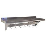 Omcan - Wall-Mounted Stainless Steel Pot Rack with Shelf - 12" Deep