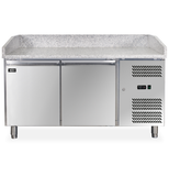 Omcan PT-CN-0390 - 59.4" Refrigerated Pizza Prep Table with Two Doors and Granite Top