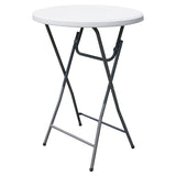 Omcan 41595 - 43" Tall Plastic Commercial Round Folding Table with Steel Frame - 31.5" Diameter
