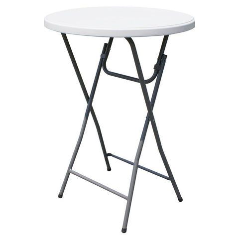 Omcan 41595 - 43" Tall Plastic Commercial Round Folding Table with Steel Frame - 31.5" Diameter