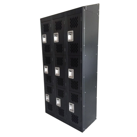 Omcan 43048 - 3 Bank 3 Tier Locker with Mesh Doors - Black