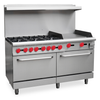 Omcan CE-CN-0006 - 60" Commercial Gas Range with 6 Open Burners, 20" Griddle & 2 Ovens