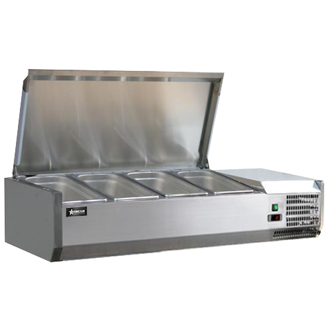 Omcan - Refrigerated Topping Rail with Stainless Steel Cover - 1/3-Size Pan Capacity