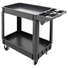 Omcan - Dark Grey Plastic Utility Cart with 2 Levels and Extended Push Handle - 550 lb. Capacity