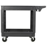 Omcan - Dark Grey Plastic Utility Cart with 2 Levels and Extended Push Handle - 550 lb. Capacity
