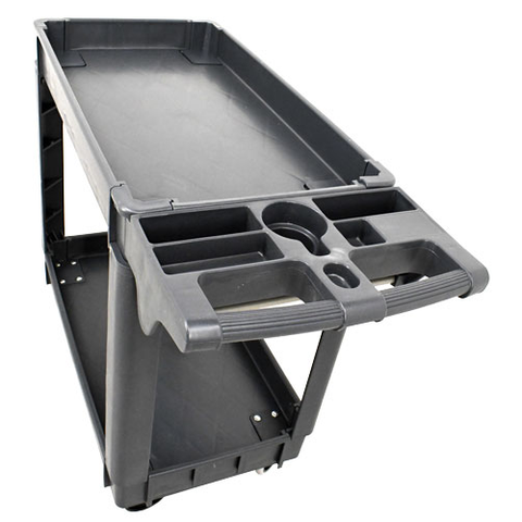Omcan - Dark Grey Plastic Utility Cart with 2 Levels and Extended Push Handle - 550 lb. Capacity