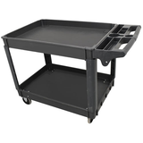 Omcan - Dark Grey Plastic Utility Cart with 2 Levels and Extended Push Handle - 550 lb. Capacity