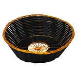 Omcan 47192 - Round Woven Basket - Black with Golden Trim