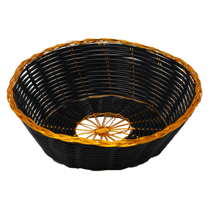 Omcan 47192 - Round Woven Basket - Black with Golden Trim