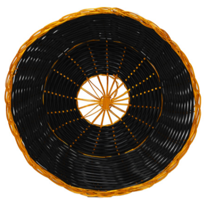 Omcan 47192 - Round Woven Basket - Black with Golden Trim