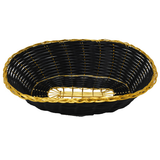 Omcan - Oval Woven Basket - Black with Golden Trim