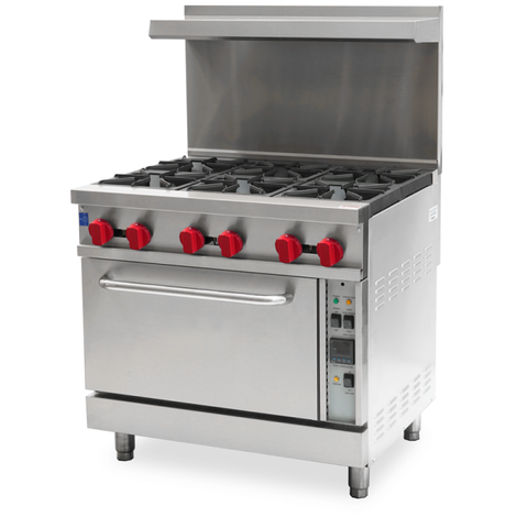 Omcan CE-CN-0914-C - 36" Commercial Gas Range with 6 Open Burners & Convection Oven