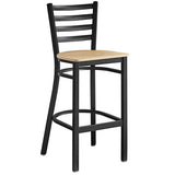 Omcan - Restaurant Bar Height Chair with Seat, Metal Ladder Back & Black Frame