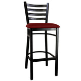 Omcan - Restaurant Bar Height Chair with Seat, Metal Ladder Back & Black Frame