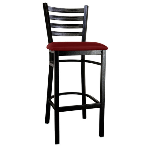 Omcan - Restaurant Bar Height Chair with Seat, Metal Ladder Back & Black Frame