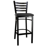 Omcan - Restaurant Bar Height Chair with Seat, Metal Ladder Back & Black Frame