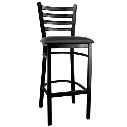 Omcan - Restaurant Bar Height Chair with Seat, Metal Ladder Back & Black Frame