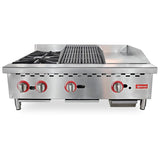 Omcan CE-CN-12H12C12G - 36" Hot Plate/Charbroiler/Griddle Combo Unit - 115,000 BTU