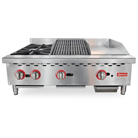 Omcan CE-CN-12H12C12G - 36" Hot Plate/Charbroiler/Griddle Combo Unit - 115,000 BTU