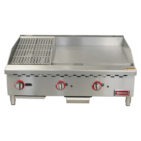 Omcan CE-CN-12C24G - 36" Gas Charbroiler/Griddle Combo Unit - 95,000 BTU
