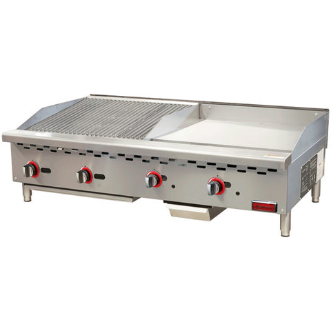 Omcan CE-CN-24C24G - 48" Gas Charbroiler/Griddle Combo Unit - 130,000 BTU