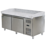 Omcan PT-CN-0580-2 - 79.5" Refrigerated Pizza Prep Table with Two Doors and Granite Top