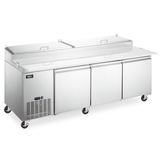 Omcan PT-CN-2337-HC - 91.9" Refrigerated Pizza Prep Table with Three Doors