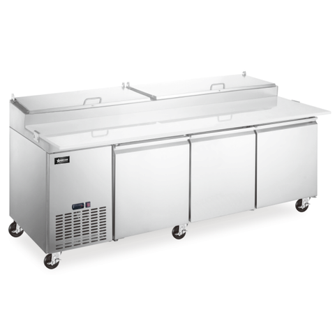 Omcan PT-CN-2337-HC - 91.9" Refrigerated Pizza Prep Table with Three Doors