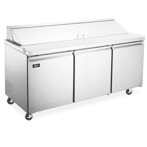 Omcan PT-CN-1778-HC - 70.4" Refrigerated Prep Table with Three Doors