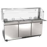 Omcan PT-CN-1778-S-HC - 70.6" Refrigerated Salad Bar Prep Table with Three Doors and Sneeze Guard