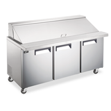Omcan PT-CN-1787-M-HC - 70.4" Mega Top Refrigerated Prep Table with Three Doors