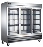 Omcan RE-CN-0067-G-HC - 80.9" Triple Swinging Glass Door Display Cooler - 72 Cu. Ft.