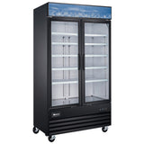 Omcan FR-CN-1250-HC-BK - 49.2" Double Glass Door Display Freezer - 29 Cu. Ft.