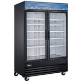 Omcan FR-CN-0045-HC-BK - 53" Double Glass Door Display Freezer - 45 Cu. Ft.