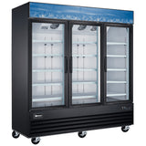 Omcan FR-CN-0052-HC-BK - 80" Triple Glass Door Display Freezer - 52.3 Cu. Ft.