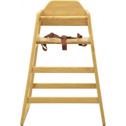 Omcan - Stackable Wooden Restaurant High Chair with Safety Harness
