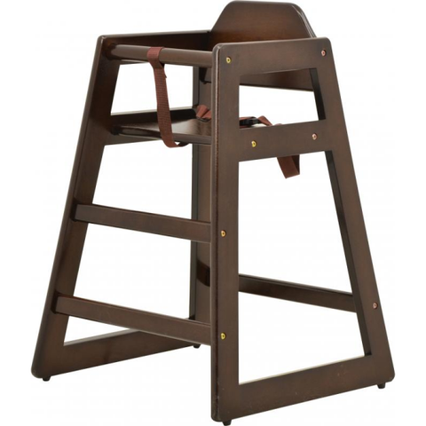 Omcan - Stackable Wooden Restaurant High Chair with Safety Harness