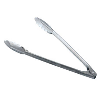 Omcan - Medium-Weight Stainless Steel Tongs with Scalloped Edges