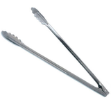 Omcan - Medium-Weight Stainless Steel Tongs with Scalloped Edges