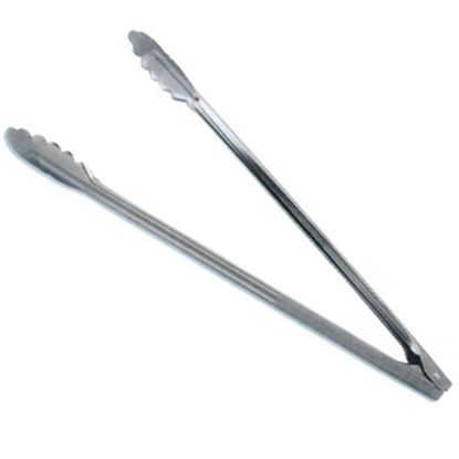Omcan - Medium-Weight Stainless Steel Tongs with Scalloped Edges