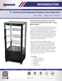Omcan 25826 - 17" Three (3) Shelf Countertop Refrigerated Display Case, 2.80 cu.ft (78 L), Black