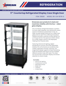 Omcan 25826 - 17" Three (3) Shelf Countertop Refrigerated Display Case, 2.80 cu.ft (78 L), Black