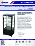 Omcan 25827 - 17″ Three (3) Shelf Countertop Pass-Through Refrigerated Display Case, 3.0 cu.ft. (86 L), Black