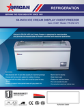 Omcan 31457 - 58″ Two (2) Door Ice Cream Display Chest Freezer with Curve Glass Top, 17.7 cu.ft. (501 L)