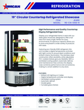 Omcan 41466 - 19″ Three (3) Shelf Circular Countertop Refrigerated Showcase, 3.53 cu.ft. (100 L), Stainless Steel