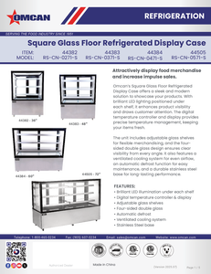 Omcan 44382 - 36″ Three (3) Shelf Square Glass Floor Refrigerated Display Case, 13.77 cu.ft (390 L), Stainless Steel