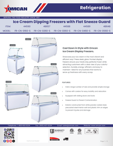 Omcan 44589 - 60″ 10+8 Tubs Capacity Ice Cream Dipping Freezer with Flat Sneeze Guard