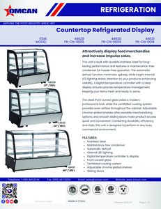 Omcan 44631 - 48″ Two (2) Shelf Countertop Refrigerated Display, 7.13 cu.ft. (202 L), Stainless Steel