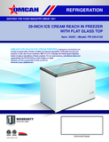 Omcan 45291 - 29″ Two (2) Door Ice Cream Display Chest Freezer with Flat Glass Top, 5.3 cu.ft. (150 L)